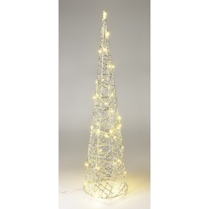LED girlianda AMZ104120, kūgio formos eglutė, 80 cm, sidabrinė