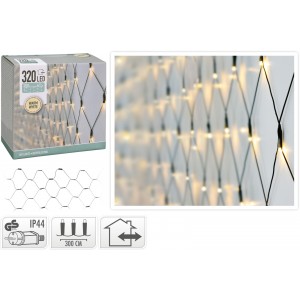 LED girlianda-užuolaida AX8401310, 320 LED, 3×1,5 m, šiltai balta