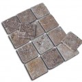 Travertino plytelės-mozaika GEA, be užpildo, sendintos 10x10x1 cm, m2