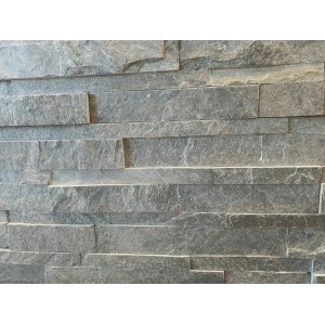 Akmens panelė, kvarcitas "Amazone Dark" 15x60 cm, m2 (S-forma) (1dėž - 0,54m2)