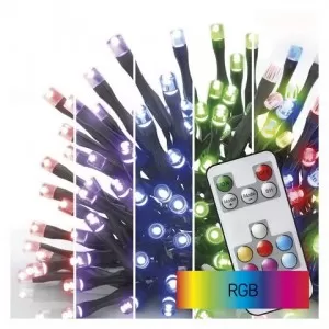 LED girlianda Emos, RGB spalvų 96 LED, su pulteliu, 10m