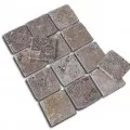 Travertino plytelės-mozaika GEA, be užpildo, sendintos 10x10x1 cm, m2