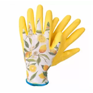 Darbo pirštinės su citrinų atvaizdu, 8 dydis